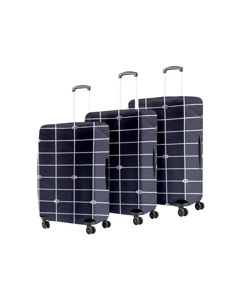 ONLY LUGGAGE COVER | Classic Navy Blue Polyester Stretchable Printed Protective Luggage Bag Cover