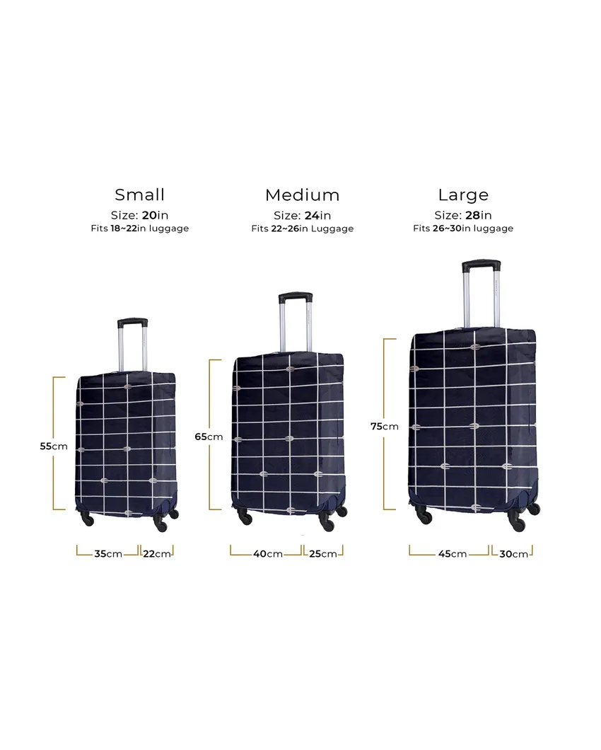 ONLY LUGGAGE COVER | Classic Navy Blue Polyester Stretchable Printed Protective Luggage Bag Cover