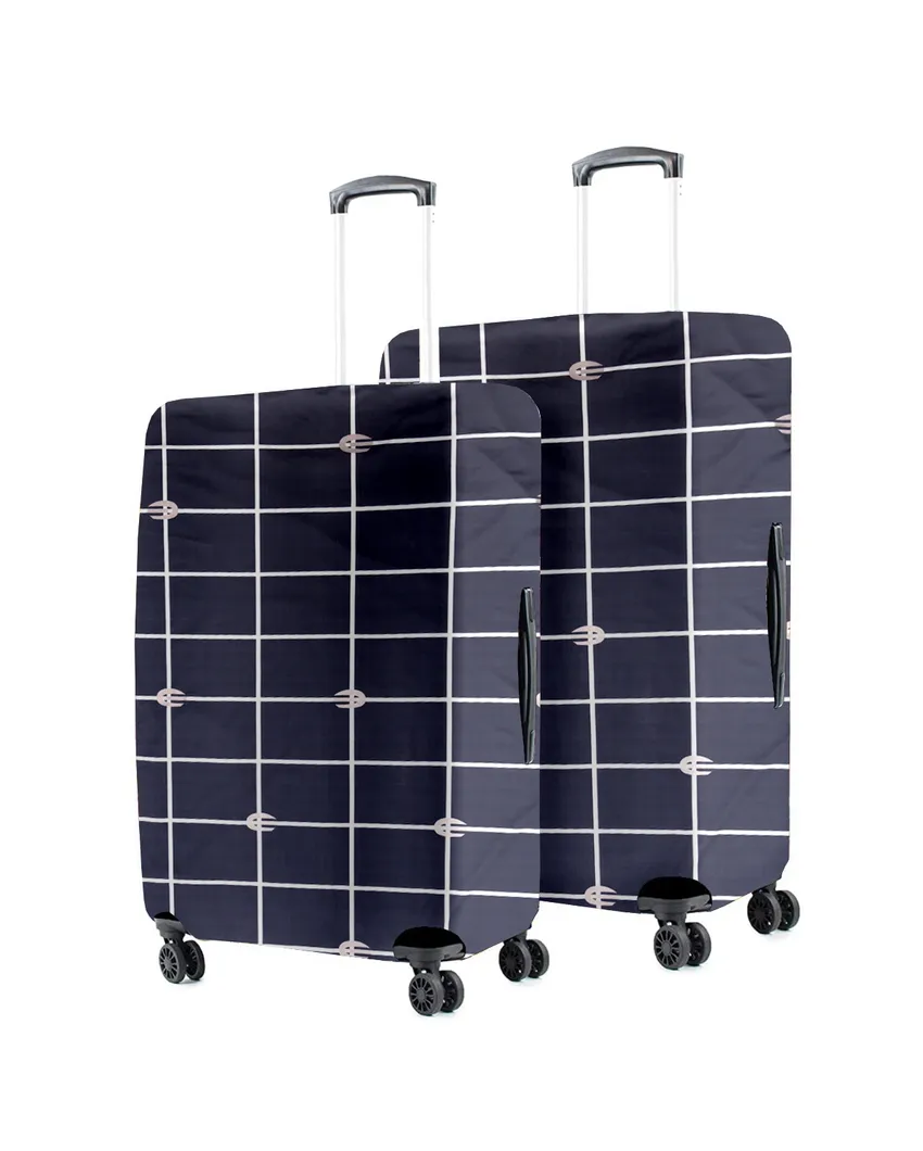 ONLY LUGGAGE COVER | Classic Navy Blue Polyester Stretchable Printed Protective Luggage Bag Cover