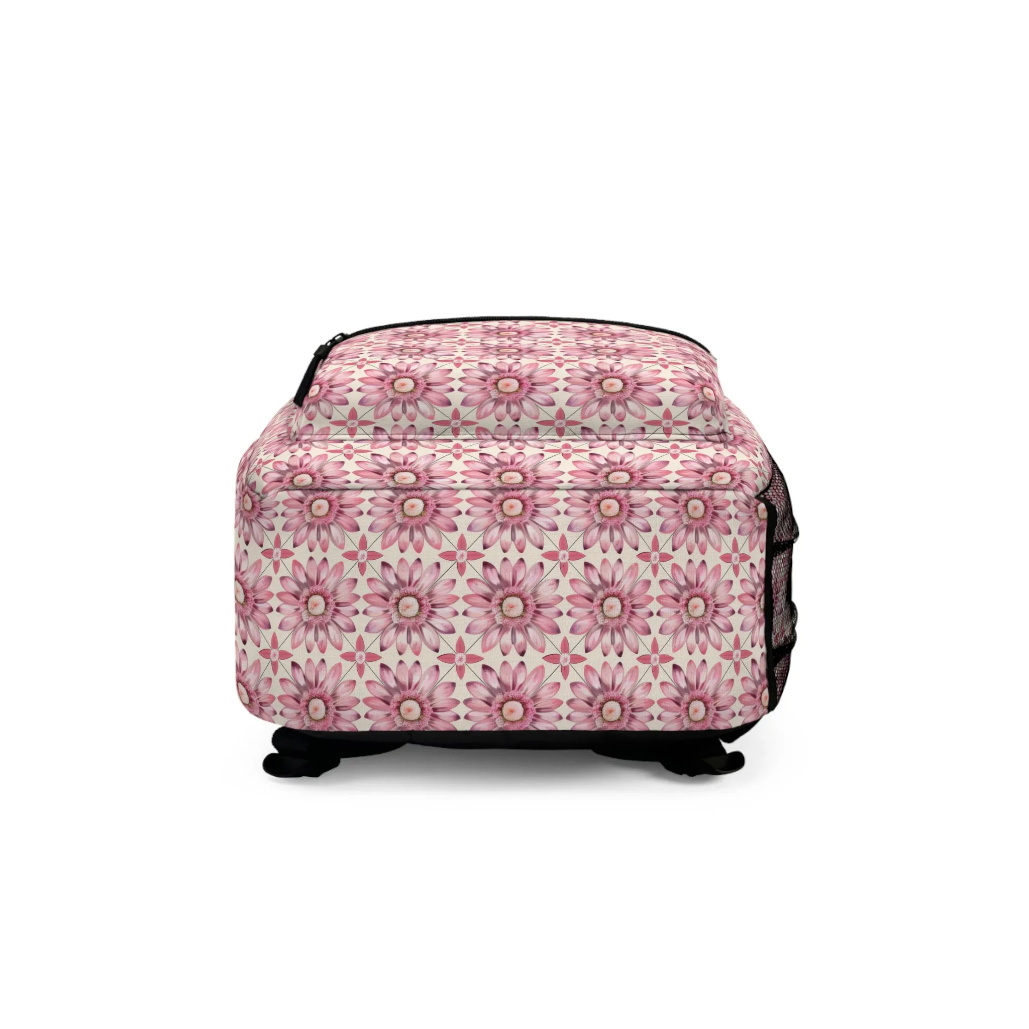Radiant Pink Daisy Floral Pattern Lightweight Stylish Durable Backpack (Made in USA)