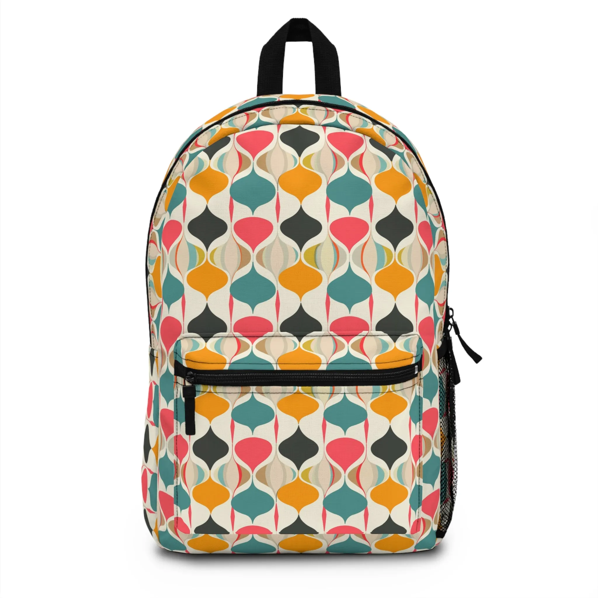 Retro Spring Vibes Mid-Century Modern Pattern in Vibrant Colors Lightweight Stylish Durable Backpack (Made in USA)