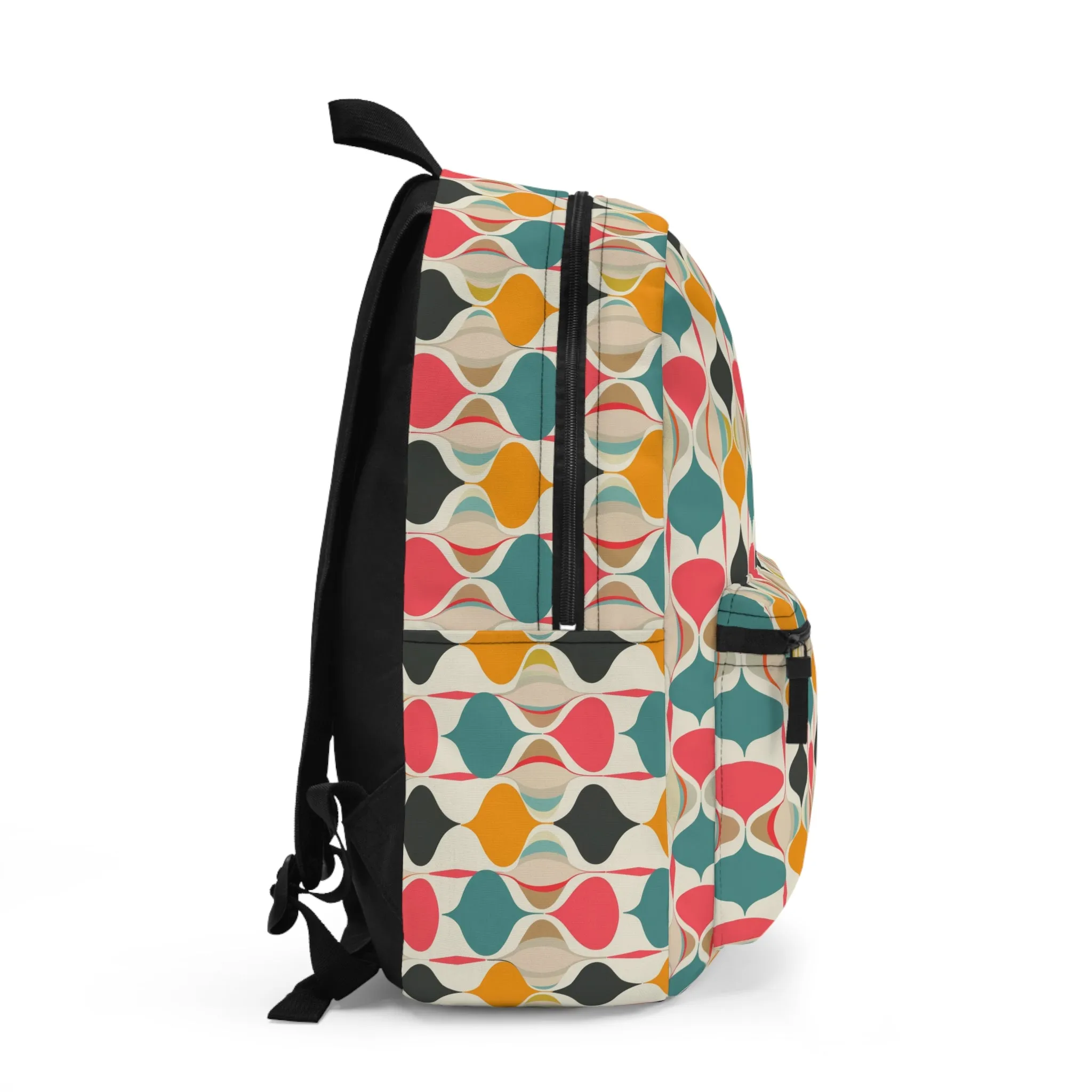 Retro Spring Vibes Mid-Century Modern Pattern in Vibrant Colors Lightweight Stylish Durable Backpack (Made in USA)