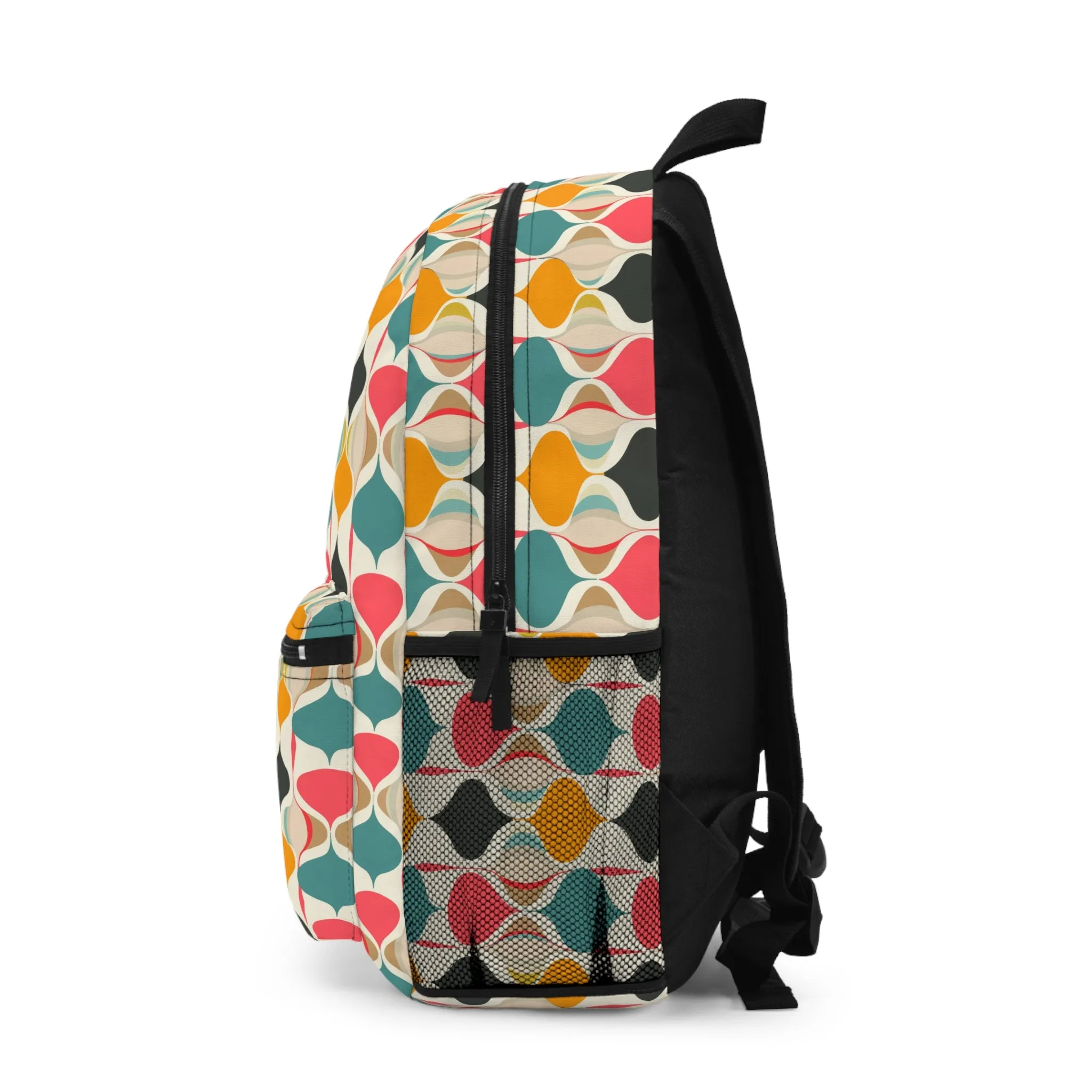 Retro Spring Vibes Mid-Century Modern Pattern in Vibrant Colors Lightweight Stylish Durable Backpack (Made in USA)