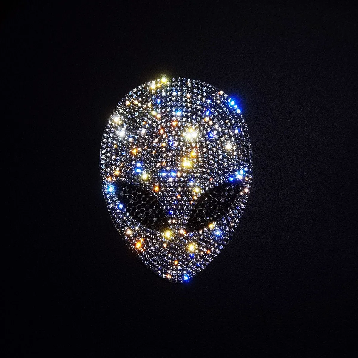 Silver Bling Alien Car Decal, Sparkling Rhinestone Waterproof Xenomorph Sticker 4'' Height