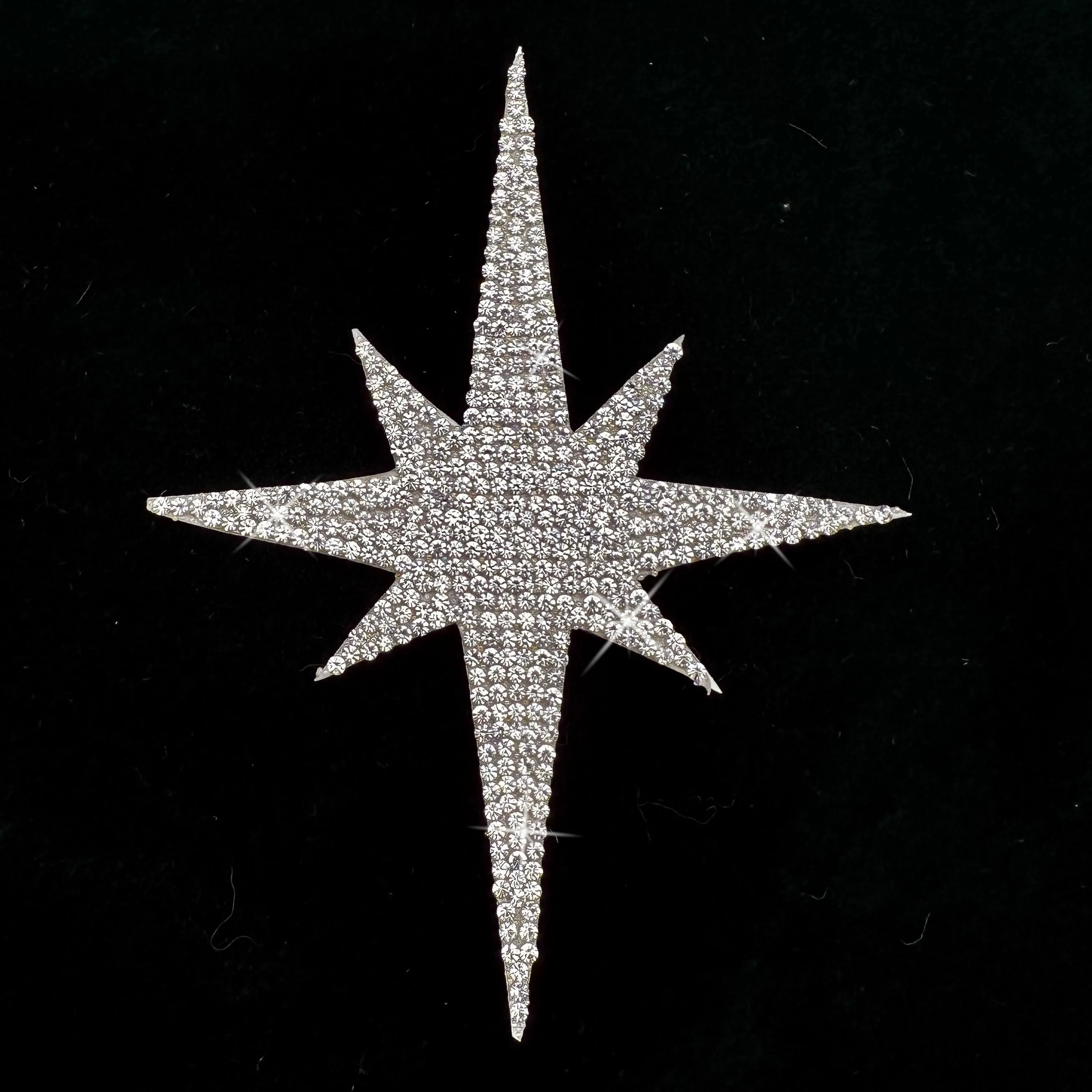 Silver Bling North Star Car Decal, Waterproof Sparkling Rhinestone Astronomy Starburst Celestial Sticker 4.5'' Height