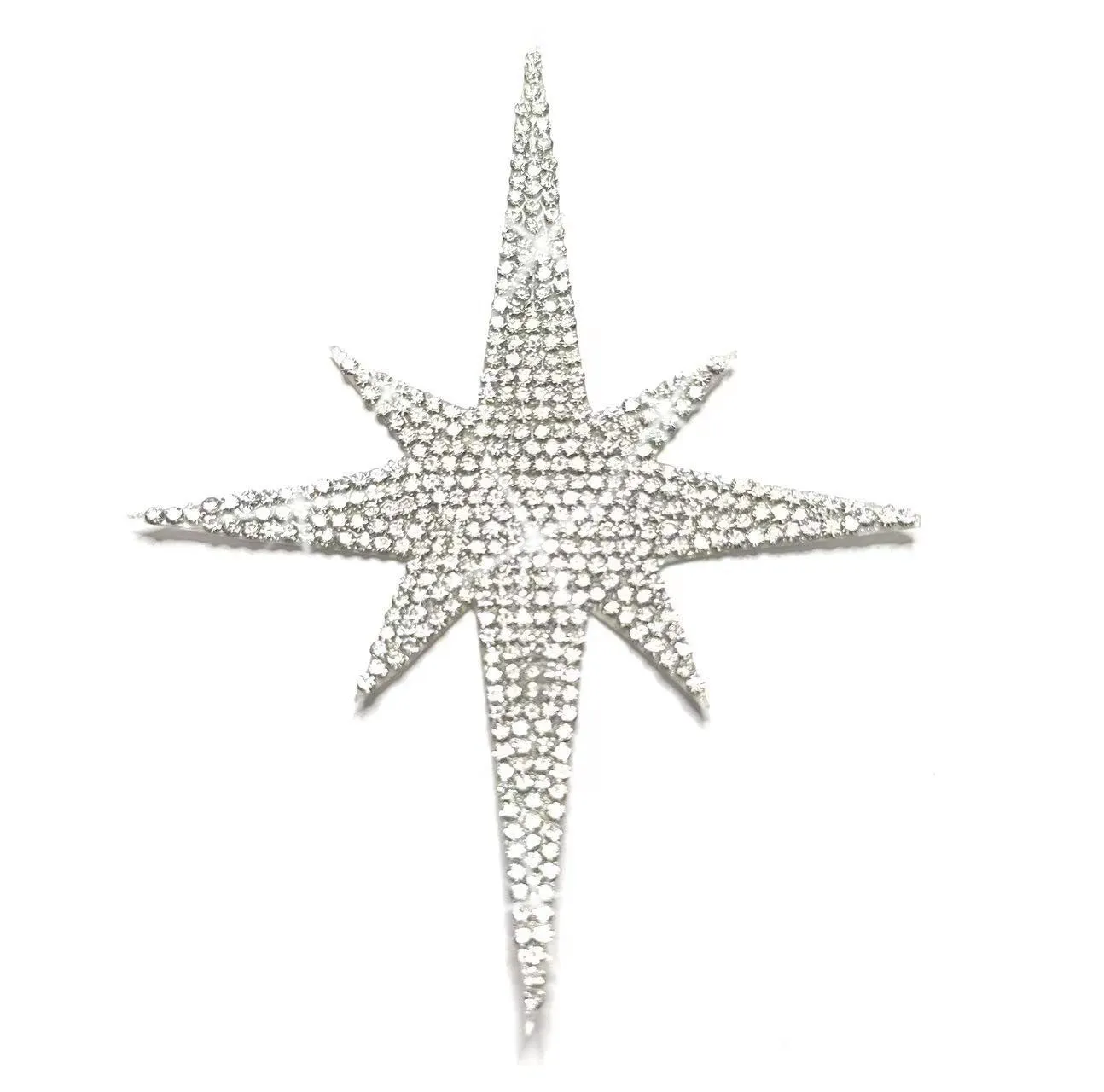 Silver Bling North Star Car Decal, Waterproof Sparkling Rhinestone Astronomy Starburst Celestial Sticker 4.5'' Height