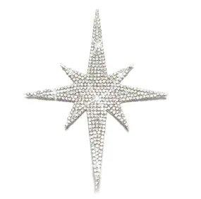 Silver Bling North Star Car Decal, Waterproof Sparkling Rhinestone Astronomy Starburst Celestial Sticker 4.5'' Height