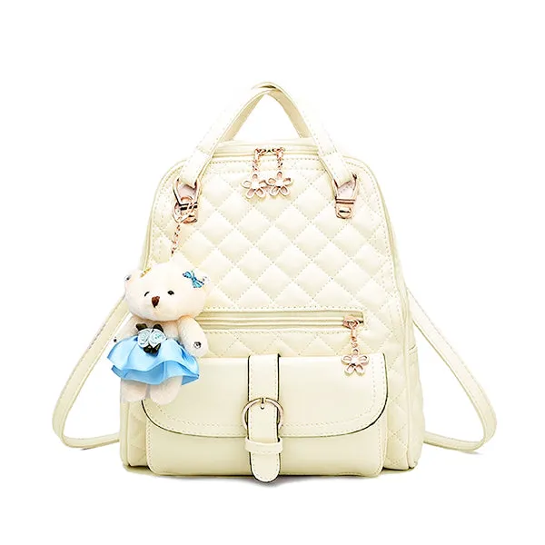 stylish solid backpack with teddybear