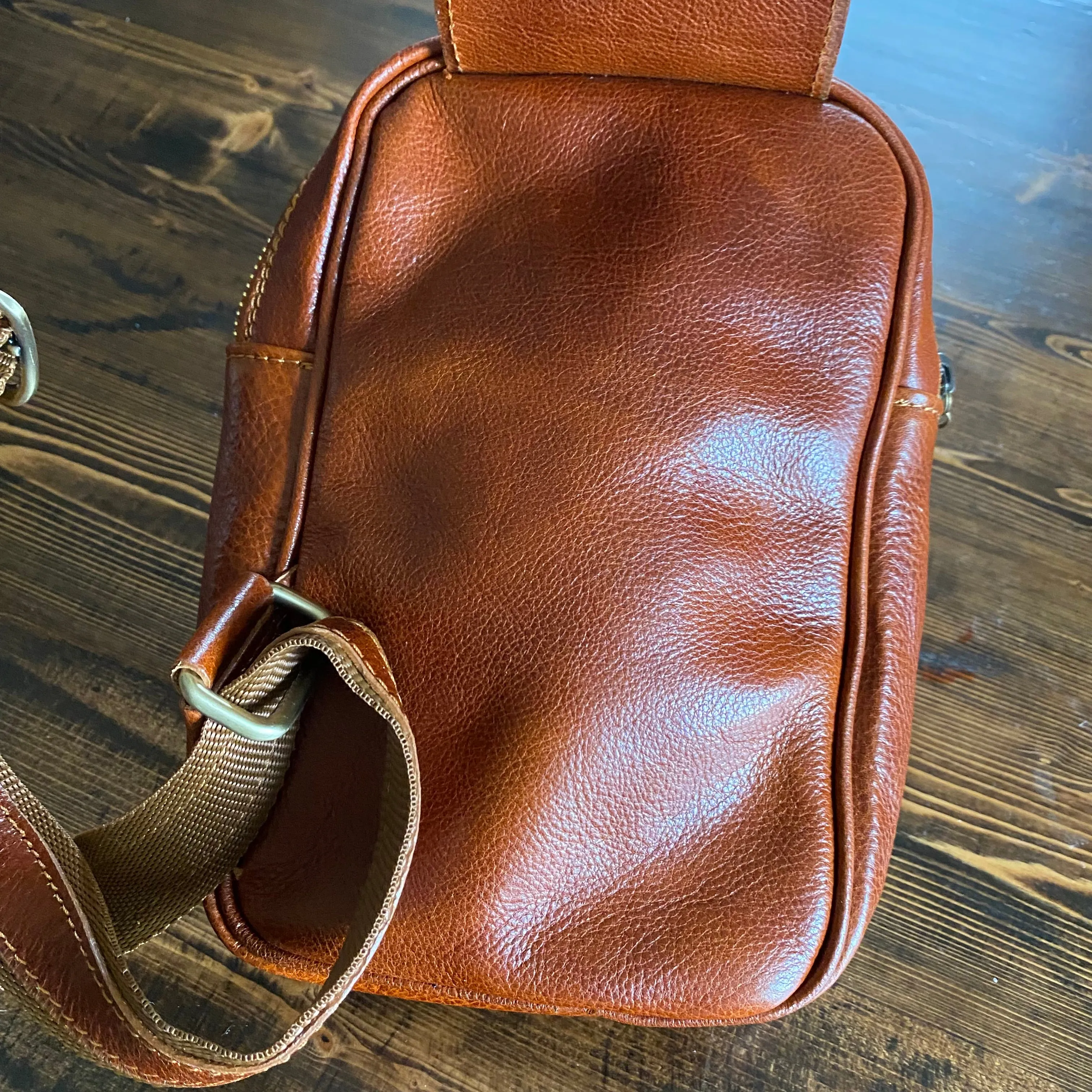 The Stork - Italian Leather Sling Bag with LV Monogram Embellishment