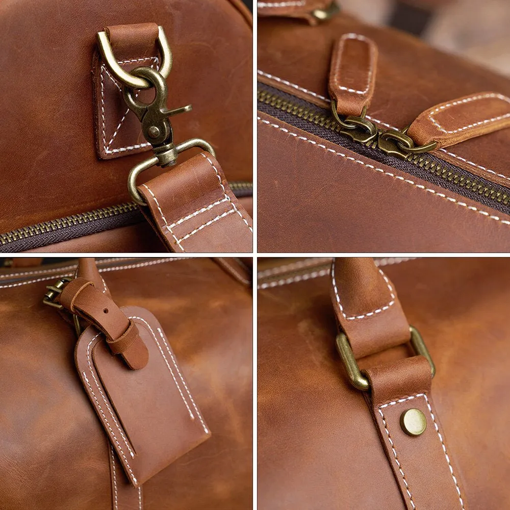 Vintage Travel Bag Genuine Leather Duffle