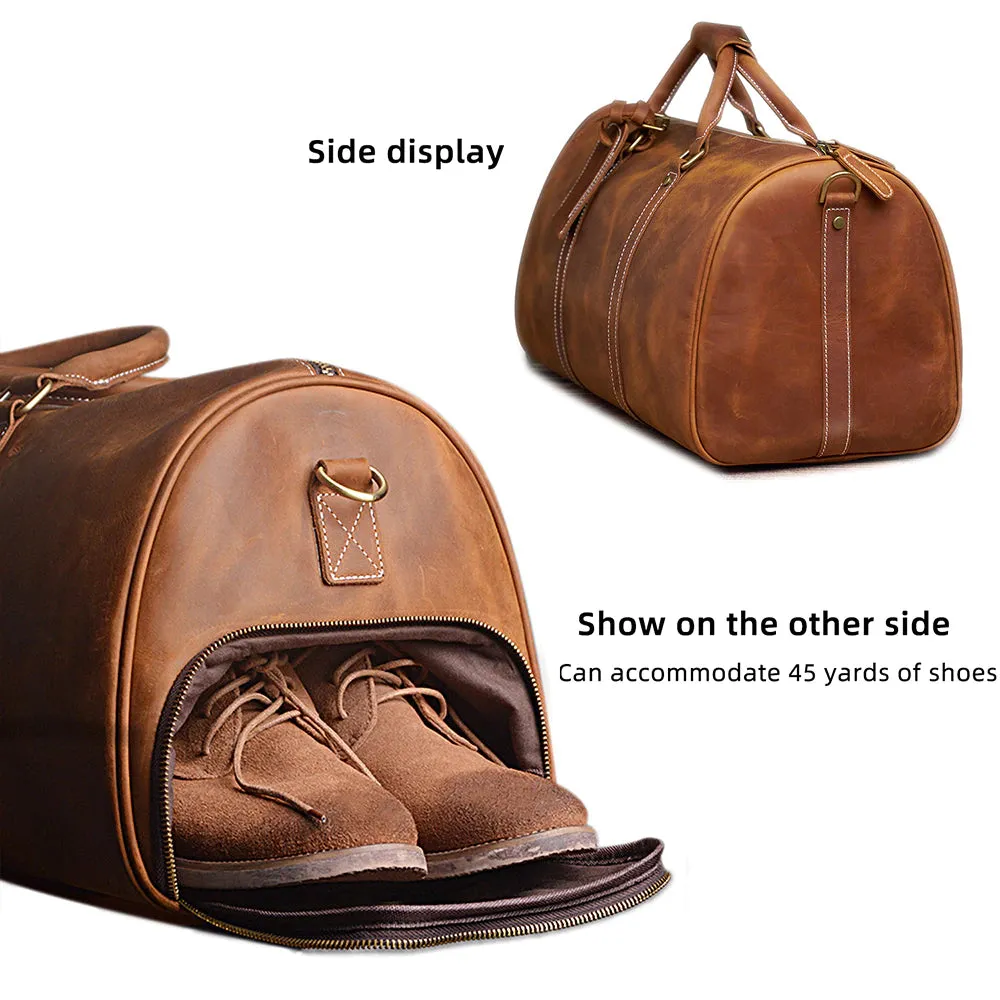 Vintage Travel Bag Genuine Leather Duffle