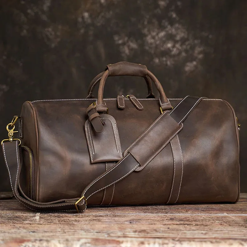 Vintage Travel Bag Genuine Leather Duffle
