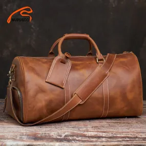 Vintage Travel Bag Genuine Leather Duffle